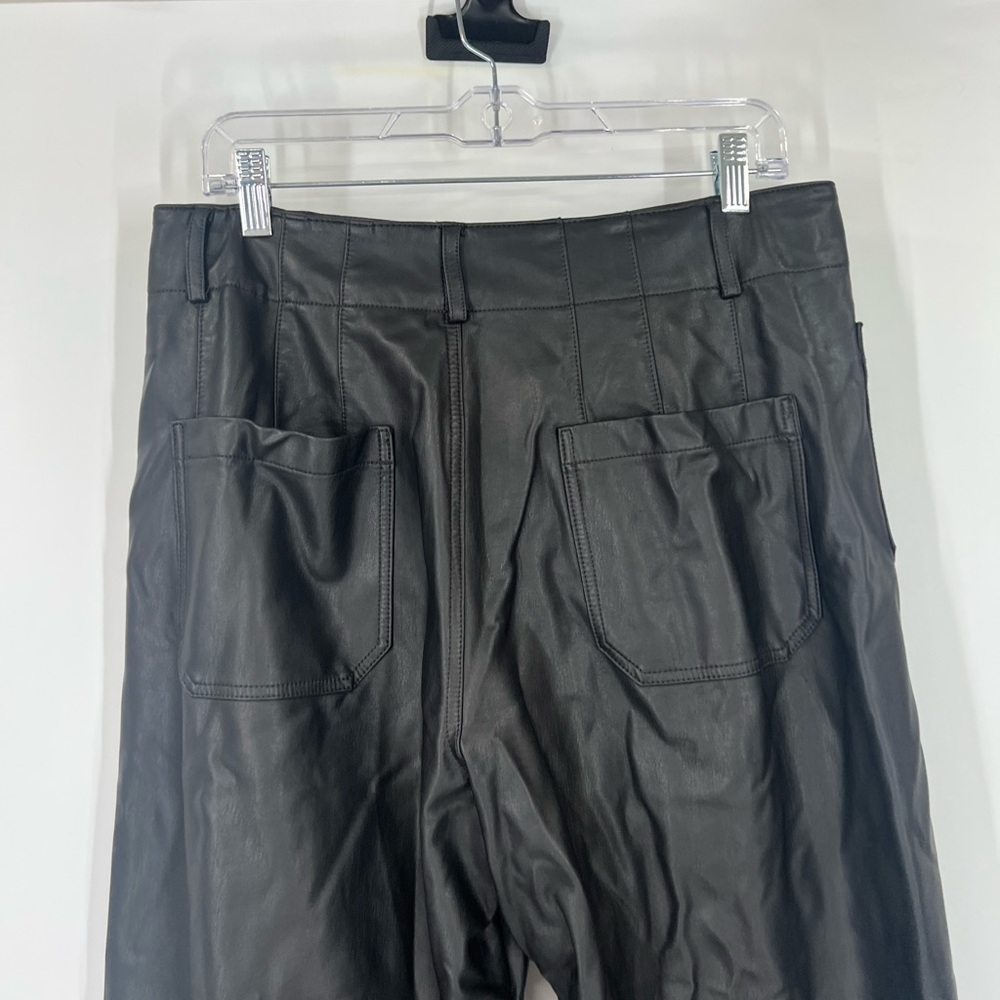 Maeve by Anthropologie Colette Faux Leather Cropped Wide-Leg Pants in Black - Picture 6 of 8